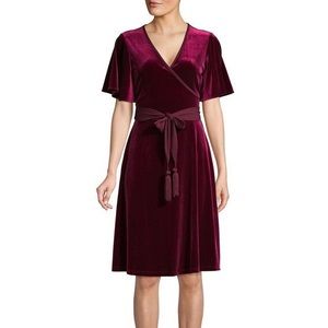 Calvin Klein Burgundy Velvet Wrap Dress